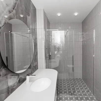 Ремонт санузла с плиткой, сантехникой и гидроизоляцией